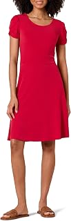 Amazon Essentials Women's Short Sleeve Round Neck Ruched A-Line Dress (Available in Plus Size)