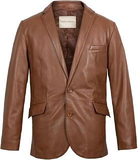 Isaac & David Chicago Lambskin Genuine Casual Wear Leather Blazer Sport Coat Classic Button Closure for Men 2 Button Coat