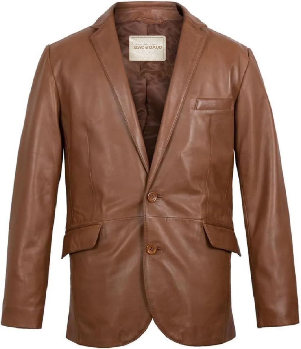 Isaac & David Chicago Lambskin Genuine Casual Wear Leather Blazer Sport Coat Cla