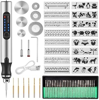 Uolor USB Rechargable Engraving Pen with 42 Bits, Mini Electric DIY Engraver Cordless Rotary Tools Portable Engraving Tool for Jewelry Wood Metal Stone Plastic Glass Etching