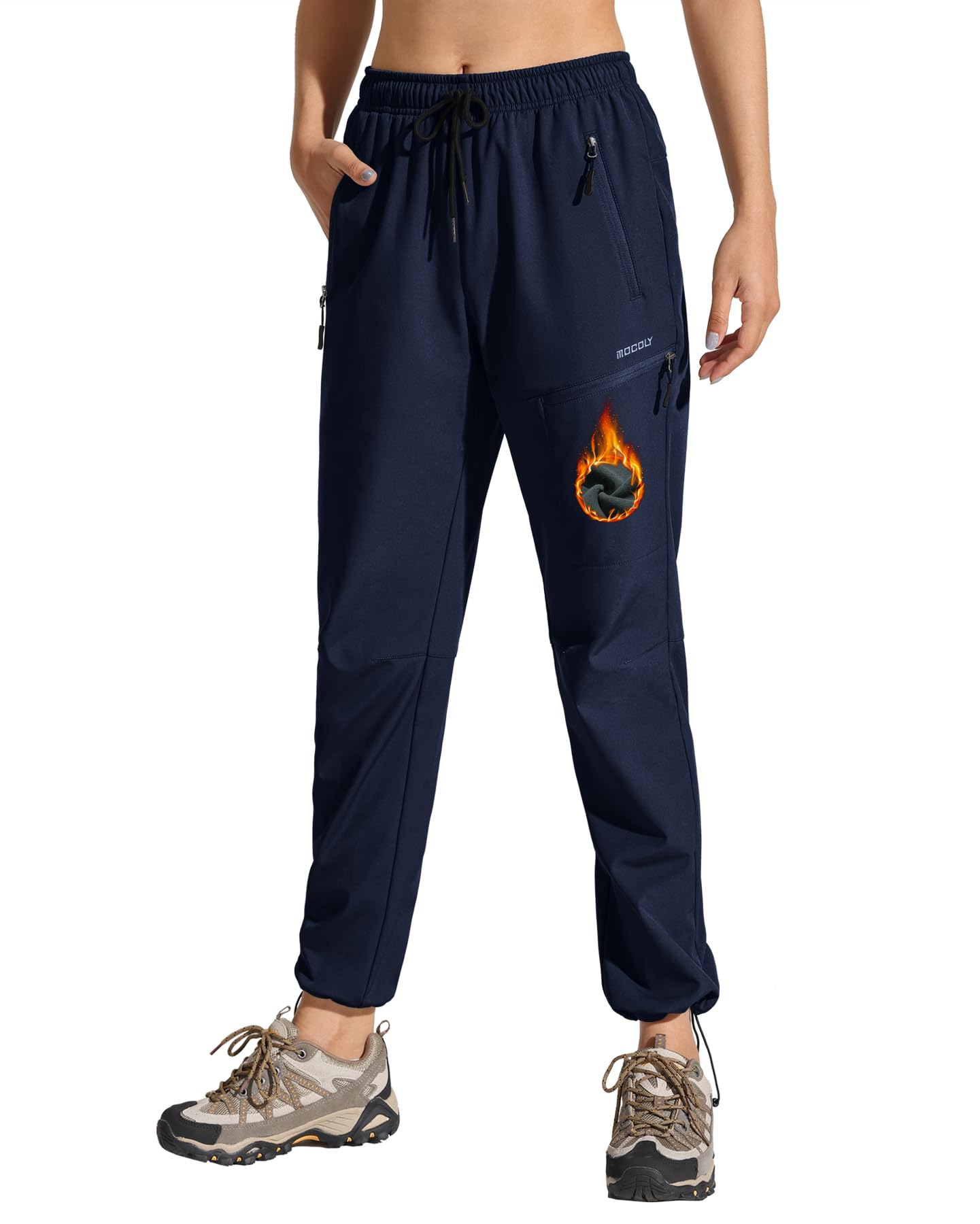 MOCOLY Damen Trekkinghose Thermo Skihose Winter Fleece Gefütterte Softshell Wand