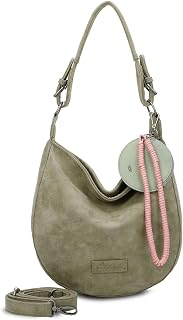 Fritzi Hobo Vintage Hobo Faux Leather Women's Shoulder Bag Festival City Vegan Removable Pendant Vintage Wash 31 x 33 x 10 cm - Black, Pink, Brown, Green, Beige, Pink, Blue, Yellow