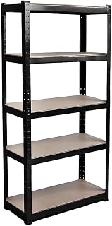 Home Vida 5 Tier Layer Shelf Storage Shelving Rack Heavy Duty Kitchen Garage Racking Unit, 875 Kgs Capacity, Black