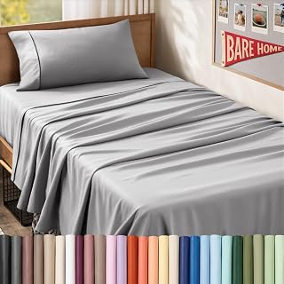 Bare Home Twin XL Sheet Set - 1800 Ultra-Soft (Twin XL, Light Grey)