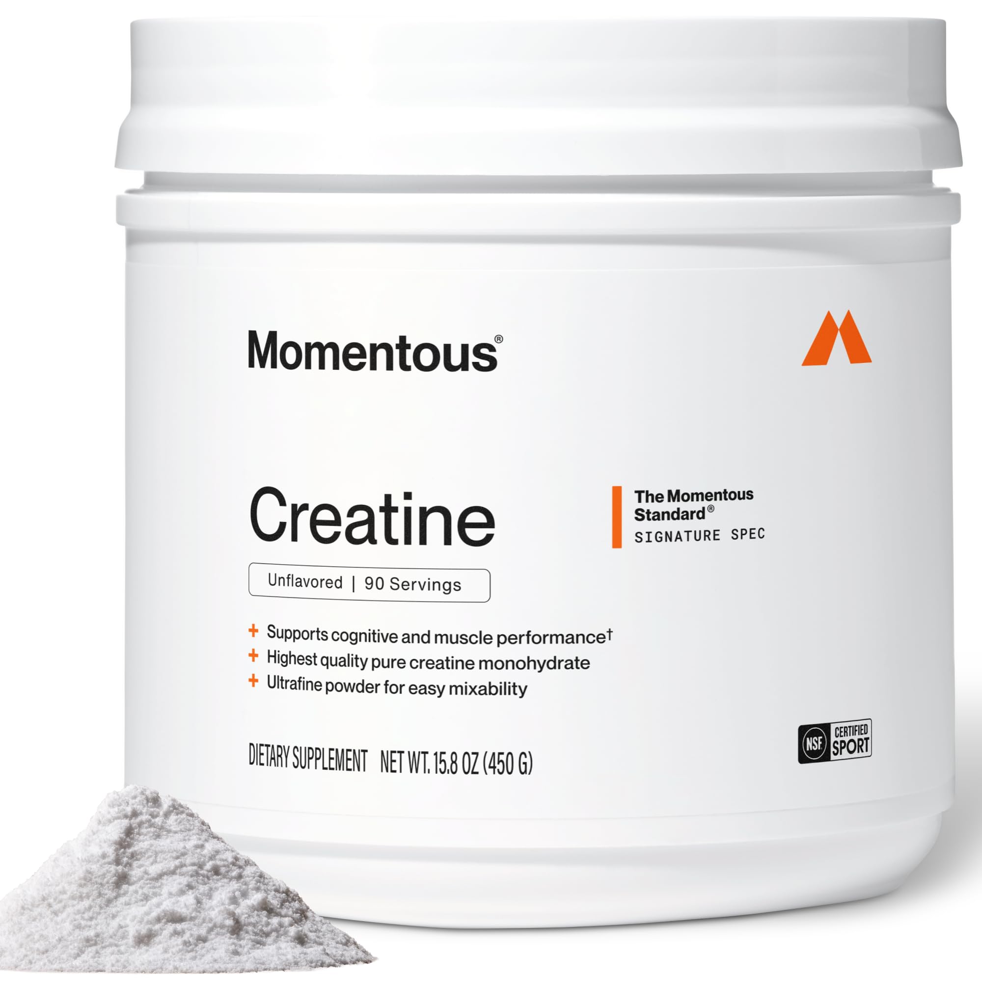Momentous Creatine Monohydrate Powder, 5g per Serving, Unflavored | Supports Lea