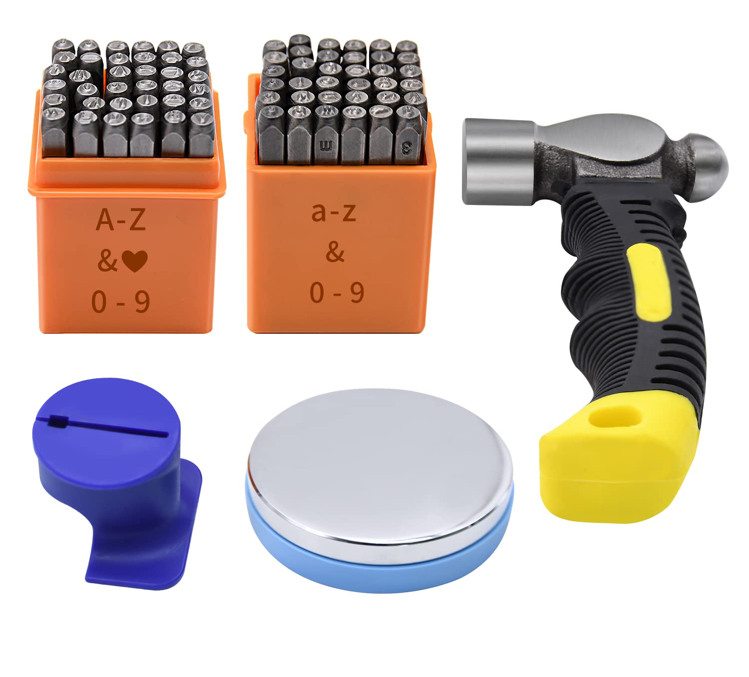 74pcs Metal Stamping Kit, with 1/8" Punch, Jig, Hammer and Bench Block