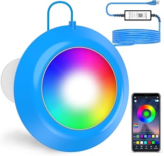 LyLmLe LED Pool Lights, 20W Smart Magnetic Underwater Lights with APP Control, 800lm Dimmable, IP68 Waterproof 12V Nicheless Lights for Aboveground Inground Pools, Blue