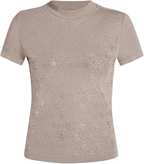 Guess Mock Neck - Women's High Neck All-Over Logo T-Shirt