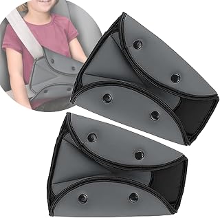 2 Packs Car Seatbelt Safety Cover Strap Pads,Car Safety Kids Seatbelt Triangle Adjuster,Shoulder Pad Children Seat Belt Clips for Baby and Adult Shoulder Neck,Seat Belt Adjuster for Kids (Grey)
