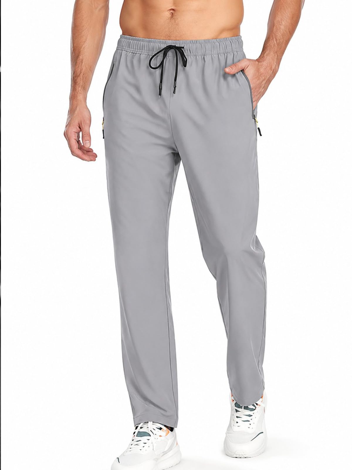 Mens Sweatpants Athletic Casual Pants with Zipper Pocket and Drawstring