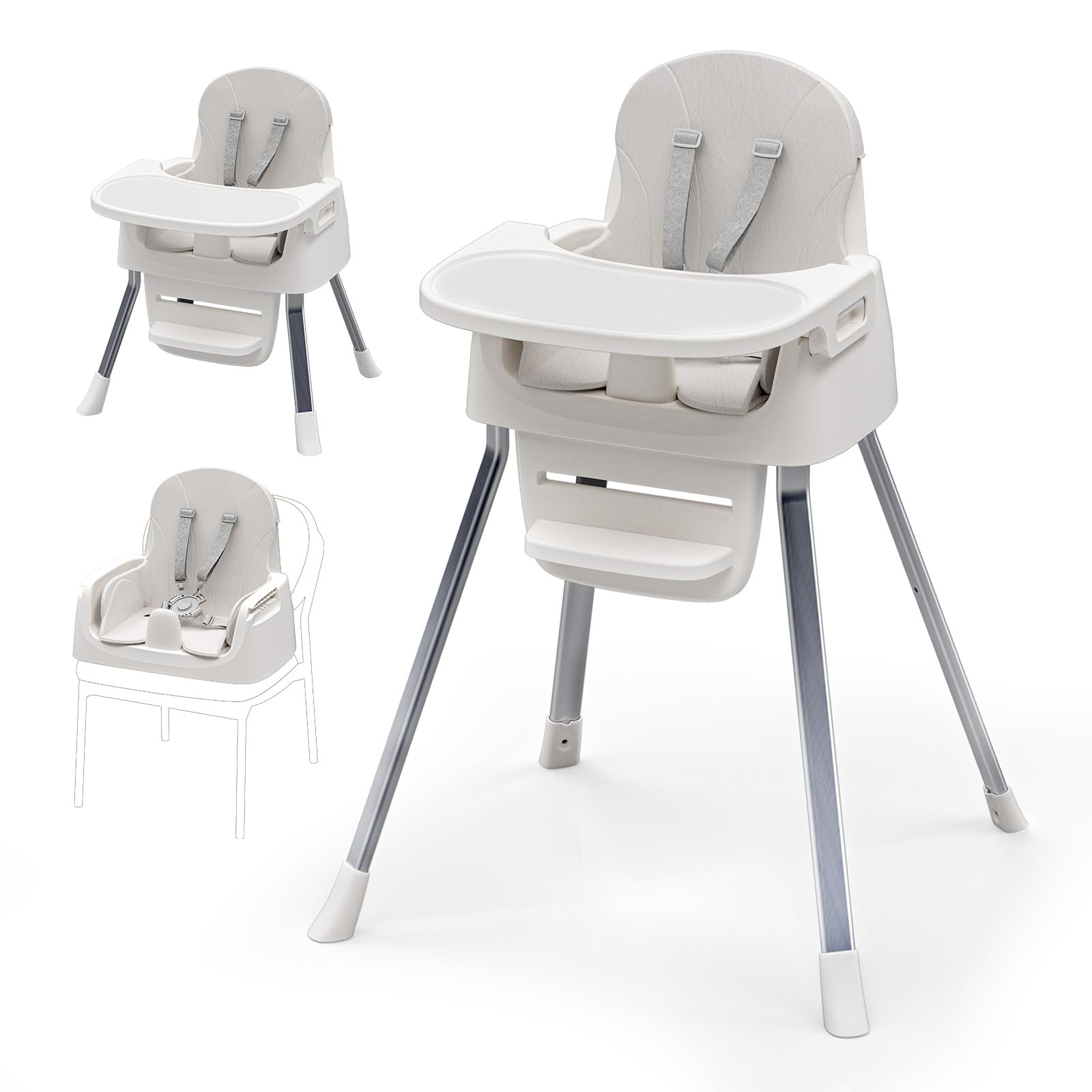 CheerKid 3in1 Baby Highchair for Months & Toddlers Easy Clean Booster Chair | Fe
