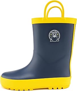 STELLE Kids Rain Boots Girls Boys Rubber Rainboots Toddler Outdoor Play | Natural Rubber Waterproof Design Non-Slip Sole Easy On Handles All-Weather Wear Mud Garden School Toddler to Big Kids