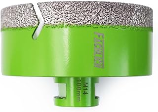 Diamond Drill Bit, 100 mm Vacuum Brazed Dry Hole Saw with M14 Thread for Porcelain Stoneware, Granite, Marble, Concrete, Masonry, Brick