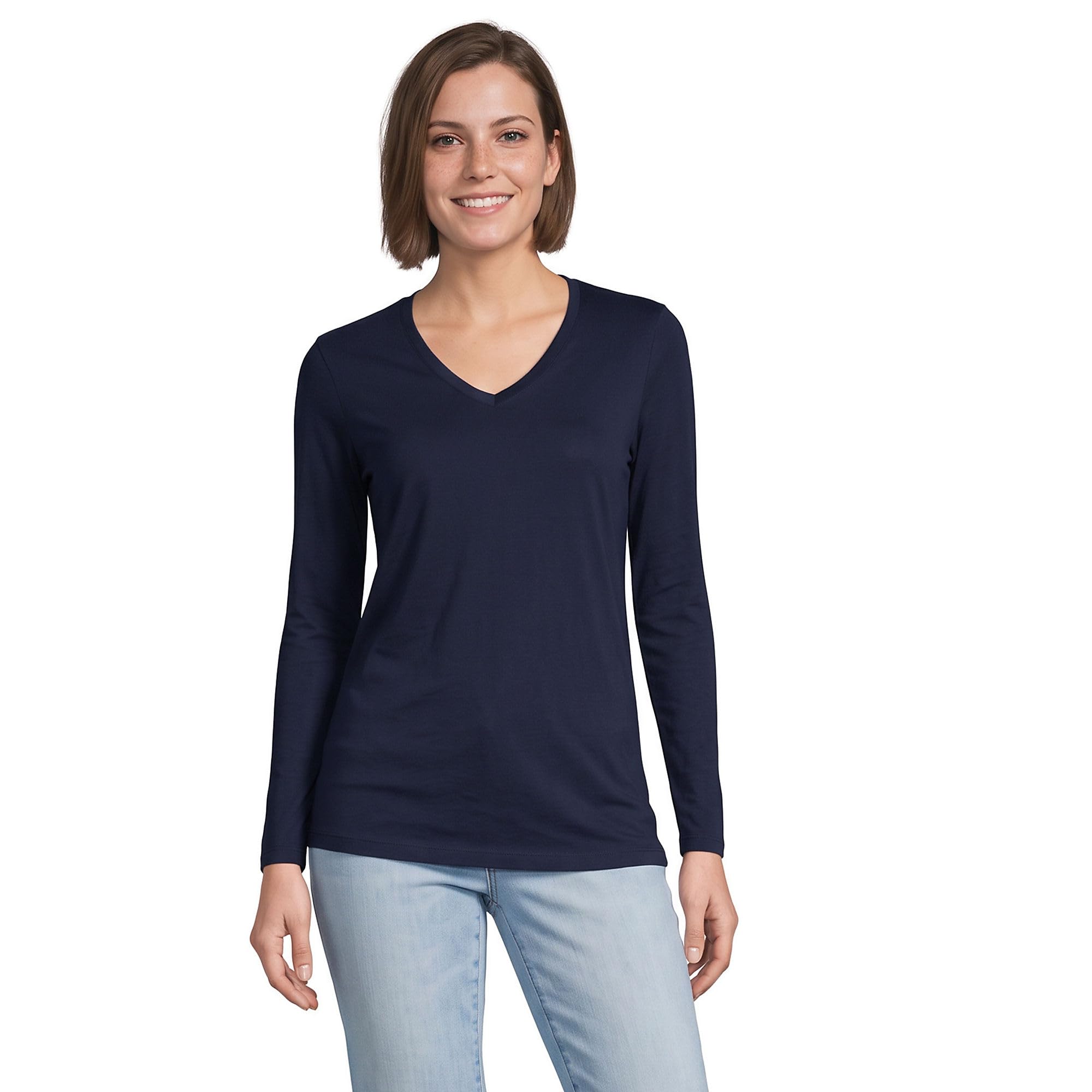 Lands' End Women's Supima Long Sleeve V-Neck Tee
