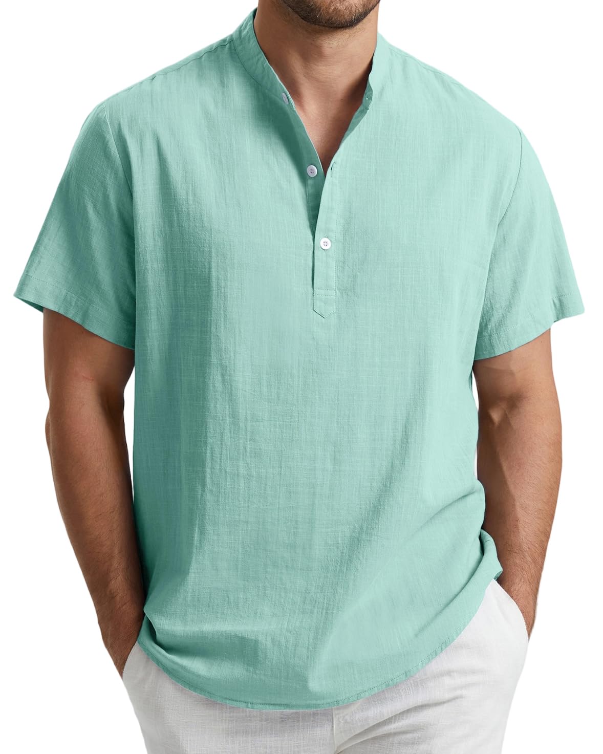 Enlision Linen Shirt Men's Short Sleeve Shirt Lightweight Summer Shirt Men's Cas