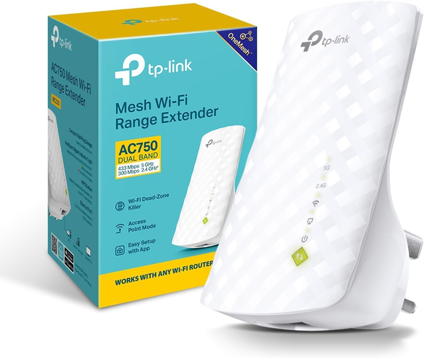 TP-Link RE220 AC750 WiFi Extender Booster WiFi Booster | Ethernet Port, Access P