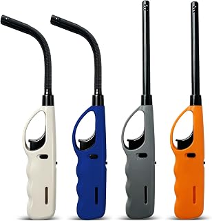 4PCS Butane Lighter Refillable Long Lighter for Candle Grill Fireplace(No Fuel)