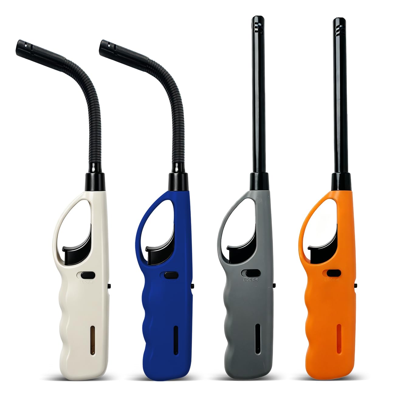 4PCS Butane Lighter Refillable Long Lighter for Candle Grill Fireplace(No Fuel)