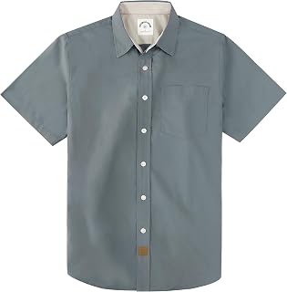 Dubinik® Mens Short Sleeve Button Down Shirts 100% Cotton Plaid Men's Casual Button-Down Shirts with Pocket