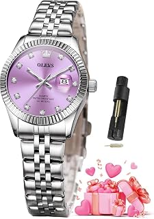 OLEVS Orologio da polso da donna in acciaio inossidabile con cinturino al