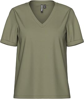 Pieces Pcria SS Women's Short-Sleeved V-Neck T-Shirt (Pack of 1)