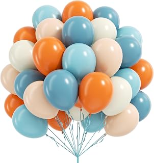 12inch Blue and Orange Balloons with Blue Orange White and Nude Balloons