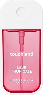 Touchland Body &amp; Hair Lush Tropicale Hydrating Fragrance Mist Travel Size | TSA ready spray. Fruity floral scent of dragon fruit, apple blossom &amp; papaya. Hydrates and refreshes skin and hair.