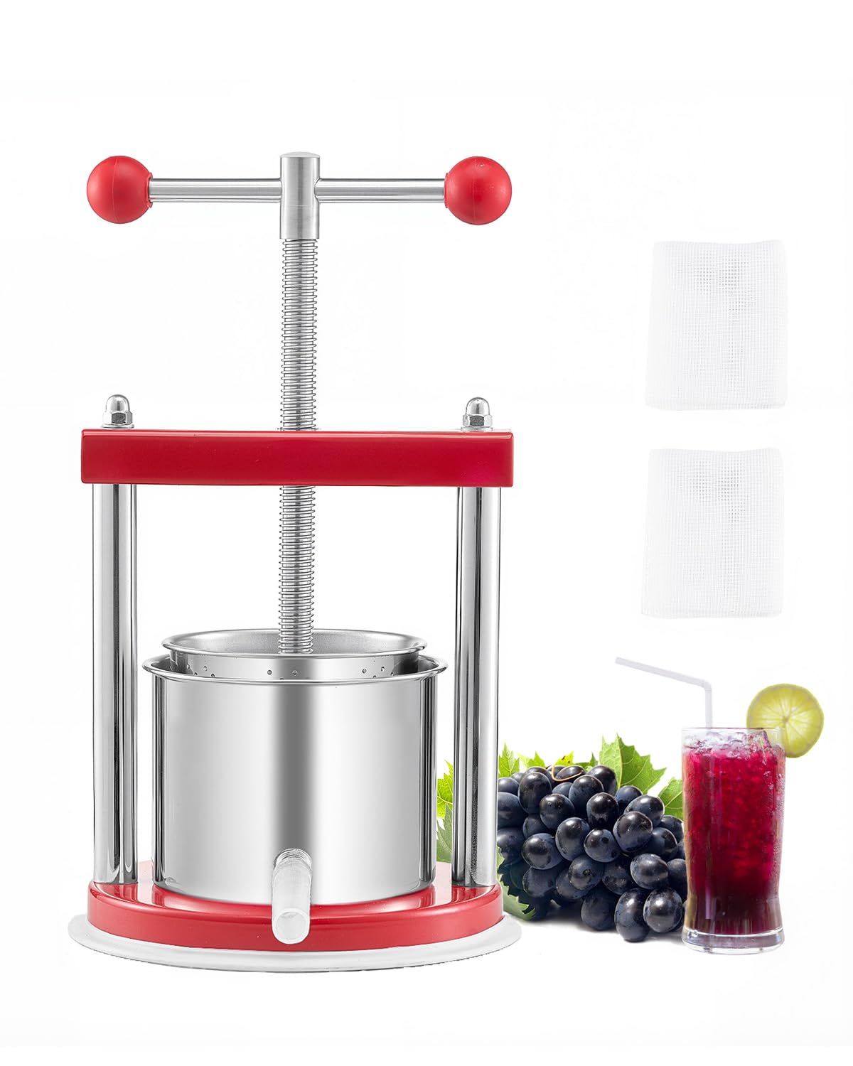 VEVOR 0.44 Gallon Fruit Wine Press, Manual Cider Juice Maker with T-Handle | for