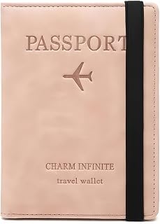 Passport Holder Cover Wallet PU Leather Card Case Travel Accessories Women Men Card Case Ticket Slot Holder, Pink
