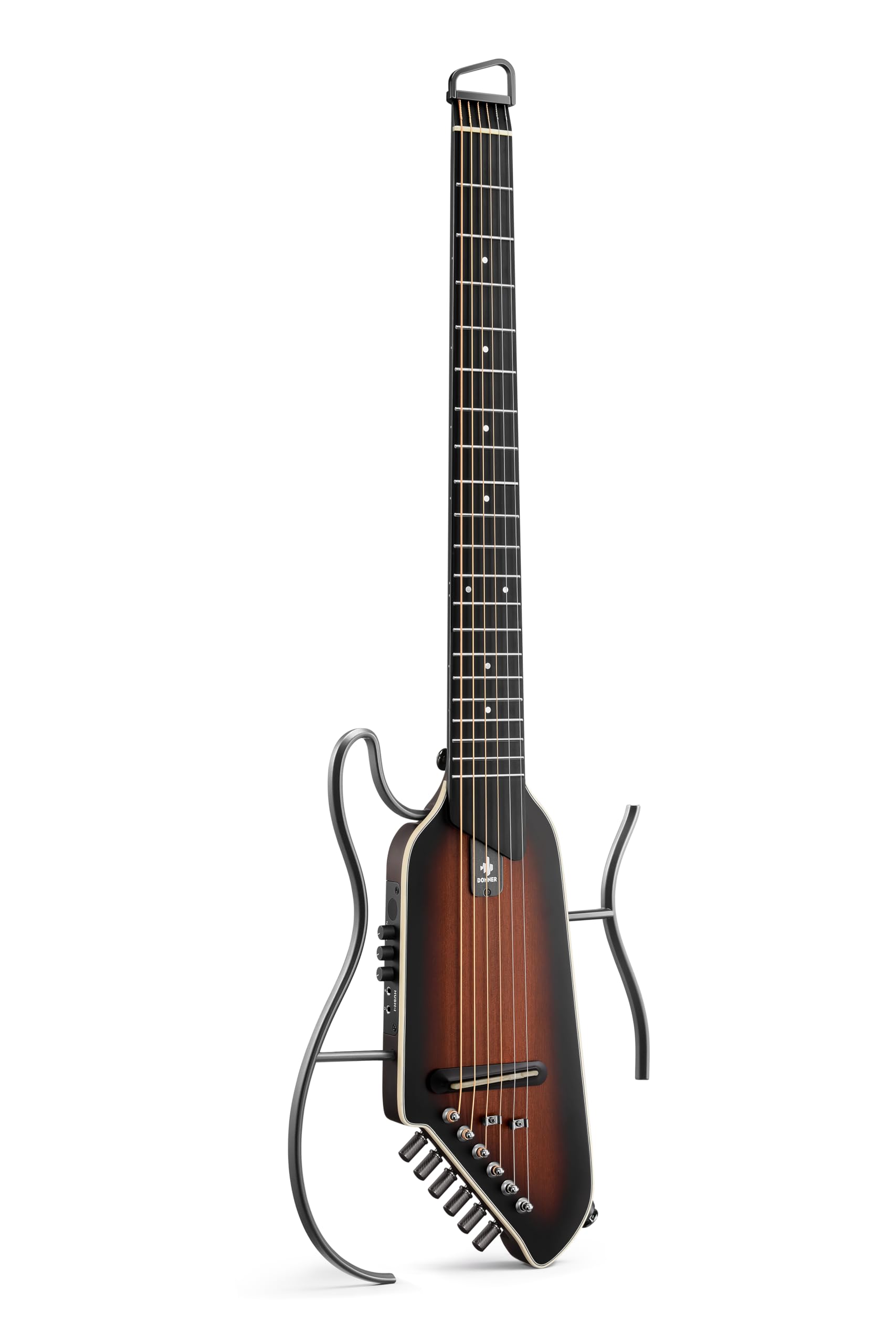 Donner HUSH I EVO2 Acoustic Electric Travel Guitar (Sunburst) | Portable Headles