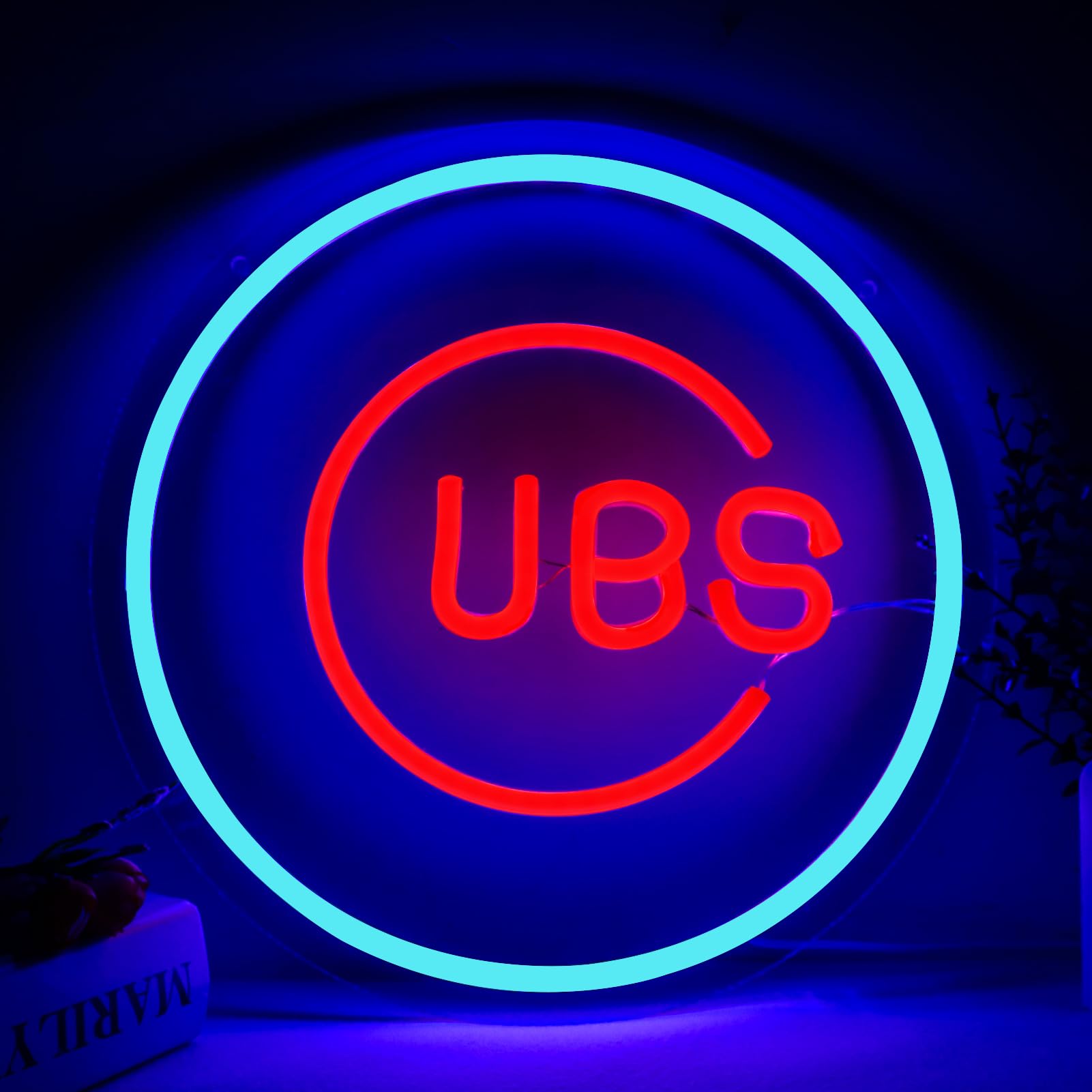 Balanar Cubs Neon Sign Baseball for Sport Club Wall Decor Baseball LED Sign Neon