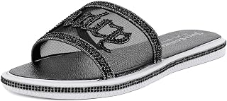 Juicy Couture Womens Slip On Sandals Glitter Bling Open Toe Sparkle Flats Summer Casual Dress Shoes