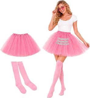 RAINFLOW Tutu for Women Adults, 14.96 In Tulle Skirt with Socks and Glasses
