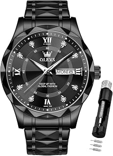 OLEVS Mens Luxury Casual Diamond Watches Big Dial Stainless Steel Waterproof Business Dress Analog Luminous Date Display