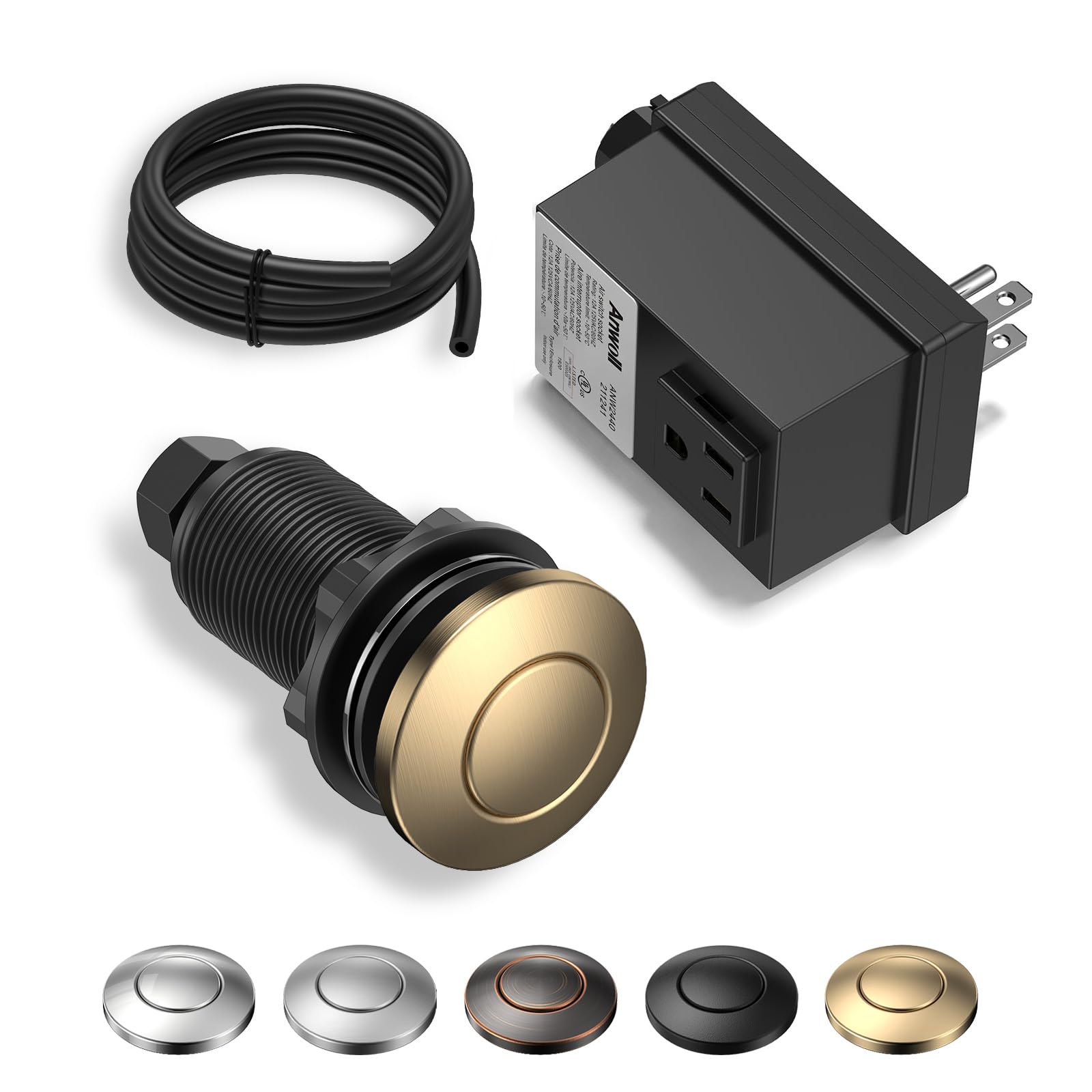 ANWOLL Garbage Disposal Air Switch Kit - UL Listed Wireless Sink Top Button, Cha