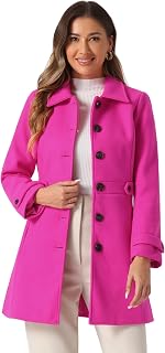 Allegra K Women's Winter Classic Overcoat Pockets Single Breasted Pea Coat
