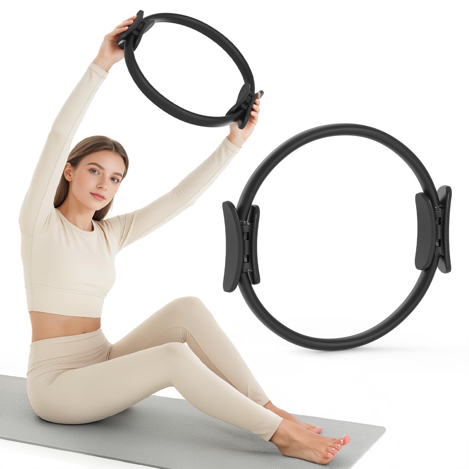 JKSHMYT Pilates Ring, 14.5 inch Magic Circle Pilates Equipment | 30 lb Resistanc
