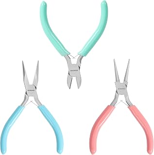 WORKPRO Jewelry Pliers Set, 3 Pack Jewelry Making Tool Kit | Includes Mini Needle Nose Plier/Chain Nose Plier, Round Nose Plier and Wire Cutter for Jewelry Repair &amp; Making, DIY Crafts