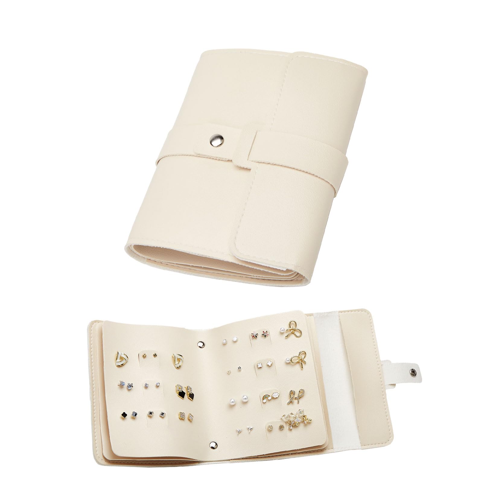 LAKE OF FIRE Earring Holder Organizer with Foldable Book Design,Beige | Portable