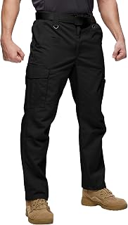 ZITY Men's Work Trousers Heavy Duty Combat Cargo Trousers Stretch Safety Tactical Pants with Multiple Pockets Semi Elasticated Waist