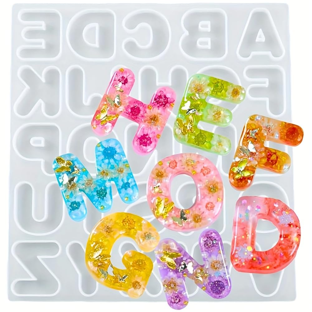 Mini Alphabet Silicone Molds, Epoxy Resin Casting Molds for DIY Keychains Pendan