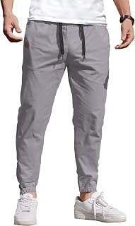 COOFANDY Mens Casual Joggers Cotton Elastic Drawstring Chino Cargo Pants