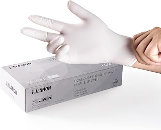 LANON Food Safe White Disposable Nitrile Gloves,Cooking Gloves,Large