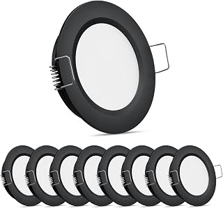 Obeaming 8 Pack 12 Volt LED Puck Light RV Recessed Mount Ceiling Light 2.75” 12V Down Light for Camper Van Truck Boat Interior Ceiling Kitchen Cabinet Lighting CRI 93 (Black/Warm White)