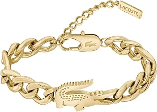 Lacoste For Men and Women CROCODILE Collection Chain Bracelet in Stainless Steel with a Crocodile-Shaped Charm - Available in Silver or Gold Version