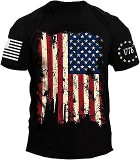 Mrocioa USA Flag 4th July American Red White Blue Star Stripes Patriotic T-Shirt Size M L XL XXL 3XL