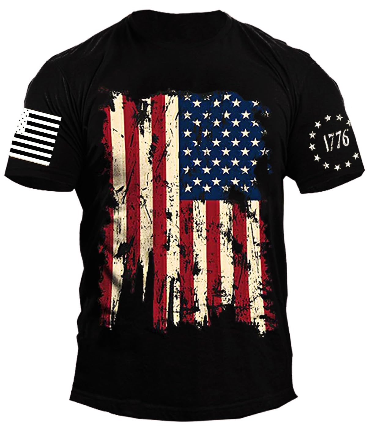 Mrocioa USA Flag 4th July American Red White Blue Star Stripes Patriotic T-Shirt