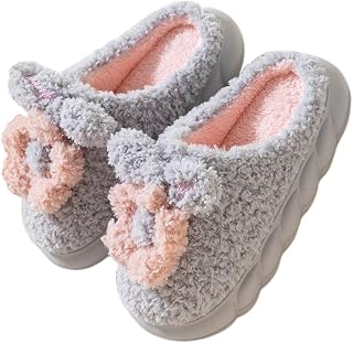 STAR FIRE Women's Slippers Adult Warm Plush Flowers Slippers Indoor Non-slip Home