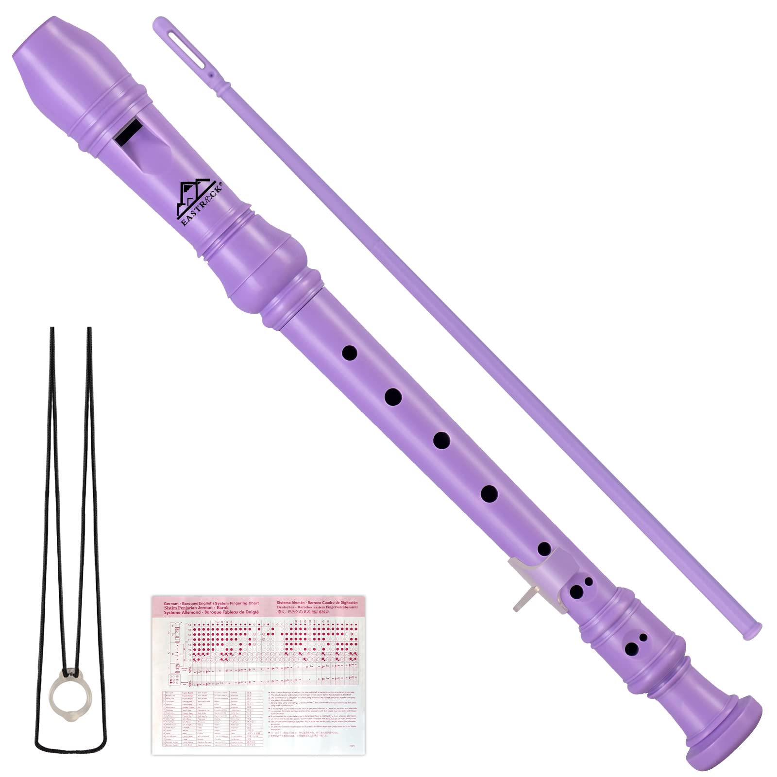 Eastrock 3 Pieces German Style Soprano Recorder Purple for Beginners | C Key ABS