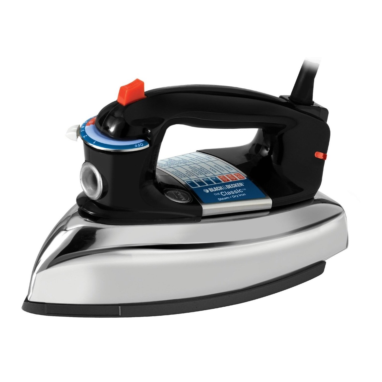 BLACK+DECKER The Classic Iron, F67E-T, Aluminum Soleplate, Steam or Dry Ironing,